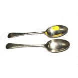 A pair of silver serving spoons, Sheffield 1914