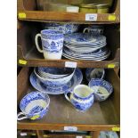 Various Victorian and later blue and white teawares, including Abbey pattern and others