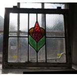 A stained glass leaded window 43cm x 48.8cm