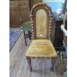 A carved oak mid 19th century hall chair, the underneath with makers label dated 2nd August 1858, G.