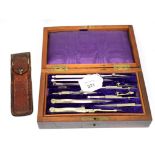 A 19th century rosewood boxed drawing set