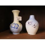 Two Royal Copenhagen small vases 'Bindweed' R2800 and 'Swallows' model 2671