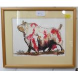 Two amusing studies of a goat and a bull pen, ink and wash Indistinctly signed, 17.5cm x 24cm and