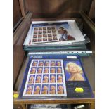 United States Postal Service collectors sheets of postage stamps, including Legends of Hollywood,