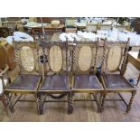 A set of four caneback dining chairs, with barley twist backs and legs