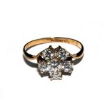 A 9 carat gold ring set with cubic zirconia