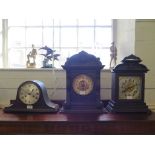 An Admiral hat clock, with silvered dial, and two late Victorian Ansonia mantel clocks (3)