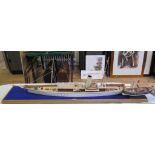 A Scratch built waterline scale model of the Angelina cruising yacht, 123cm long, and a model of a