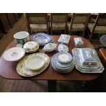 A late Victorian dinner service, with three rectangular serving plates and two rectangular
