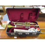 A Lark brass trumpet, M4015, cased