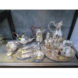 **WITHDRAWN**A collection of silver plated items to include a four piece tea set, a butter dish