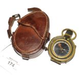 A World War I compass in leather case