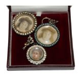 Three miniature Edwardian stone set photograph frames