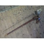 A George V Infantry Officer's sword, with leather handle and scabbard, blade features worn, as