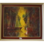 Marcel Two sailing vessels Oil on canvas, signed, labelled verso, dated 1963 49cm x 59cm