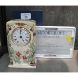 A Moorcroft Trellis clock, numbered 133/300 with certificate and box 15.5cm high