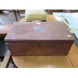 A 19th century mahogany writing box, the fitted interior with slope over a side drawer 51.5cm wide