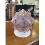 A 1930 pink glass star shape ceiling light 18cm high