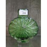 A Whitefriars glass sunburst design vase in green, designed by Geoffrey Baxter, 15cm high