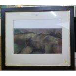 Mark C. Hughes Study of a male nude Charcoal and pastel 42.5cm x 69.5cm (loose in mount)