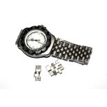 A gentleman's stainless steel quartz Tag Heuer wristwatch with date and black bezel