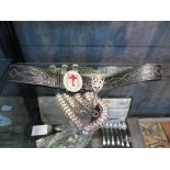A Masonic Knights Templar sword belt complete with all three chains