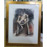 Mark C. Hughes Study of a seated female nude Charcoal and pastel, initialled and dated '99 64cm x