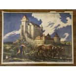 After Wilhelm Dachauer Burg Liechtenstein Colour lithograph published in Vienna, unframed 65cm x