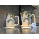 A pair of Satsuma simulated bamboo tankards