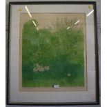 After Alan Lumsden 'Sunday Evening' Etching and aquatint in green Signed and numbered 45/75 in