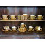 A Hornsea Bronte pattern tea service in brown and green, 36 pieces