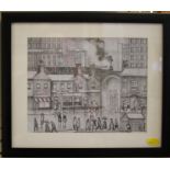 K.S. Myers Three pencil drawings of Northern towns with people going about their daily business