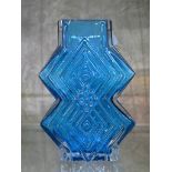 A Whitefriars glass double diamond vase in kingfisher blue, designed by Geoffrey Baxter 16cm high,