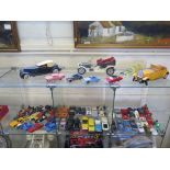 Fifty-four diecast cars by various makers including Dinky early-post war grey and blue 38e Armstrong