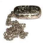 A silver sovereign purse and chain