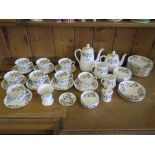 A Crown Staffordshire part tea service with white floral border, 41 pieces