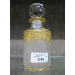 An antique French St Louis cristal perfume bottle with acid etched and gilt decoration and heavy