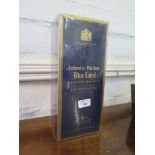 A bottle of Johnnie Walker Blue Label Scotch Whisky, bottle number Y01469JW in original box