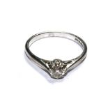 A single stone diamond ring, set in 18 carat white gold