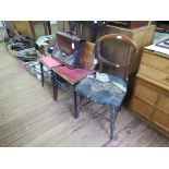 Two Edwardian stained beech bedroom chairs with waisted splats and a balloon back chair (3)