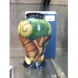 A Moorcroft Bolderswood pattern vase, signed by Rachel Bishop, dated 17-9-07 16cm high, in