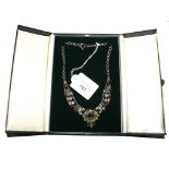 A 925 silver and multi gem set necklace, in cased presentation box
