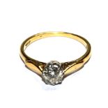 A single stone diamond ring, approx 0.45ct, set in 18 carat gold