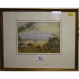 Walter Duncan A.R.W.S. A Hedgerow Watercolour study dated 1890 and monogrammed bottom right hand