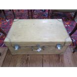 A cream leather travel trunk, with internal tray, 75.5cm x 48cm x 32cm *To be sold in aid of Age