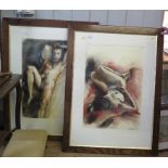 Mark C. Hughes Studies of male and female nudes, a pair Charcoal and pastel, initialled and dated '