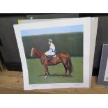 After Bryan Organ Aldaniti - Bob Champion Up Mounted print signed in pencil by the artist and Bob