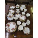 A Royal Albert Old Country Roses part tea service, including teapot, plates and teawares, 51 pieces
