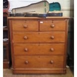 A Victorian mahogany chest of drawers, with two short and three long graduated drawers 105cm wide