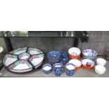 A Japanese Lazy Susan, a set of four Sensu bowls, a set of six bowls and five tea bowls and other